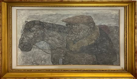 AKIRA TANAKA "Uomo e cavallo" 1971
olio su tela
cm 65x81
firmato in basso a sini