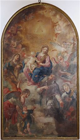 Scuola del secolo XVIII

"Madonna con Bambino e Santi"
olio su tela centinata (