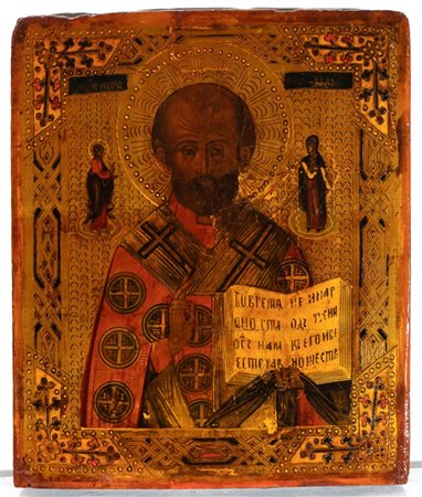  
Icona russa raffigurante San Nicola taumaturgo Fine VIII secolo
 Altezza x larghezza x profondità: 32 x 26 x 3 cm.