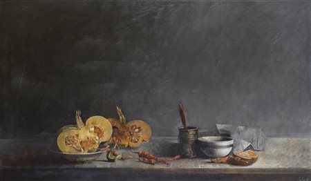 DIPINTO NATURA MORTA DI GIORGIO SCALCO, 1985