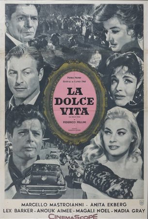 MANIFESTO ORIGINALE DEL FILM LA DOLCE VITA DI FEDERICO FELLINI