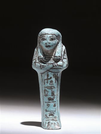 Ushabti di Khay Materia e tecnica: faience egiziana azzurra modellata a...