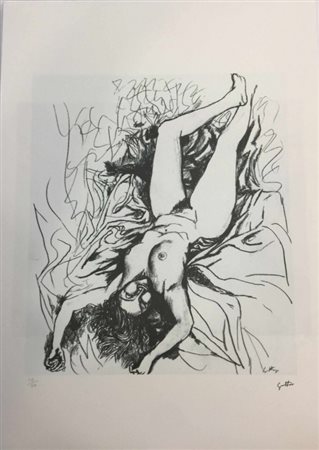 RENATO GUTTUSO (1911-1987) Litografia Titolo -Nudo di Donna- CM 70X50 Firma...