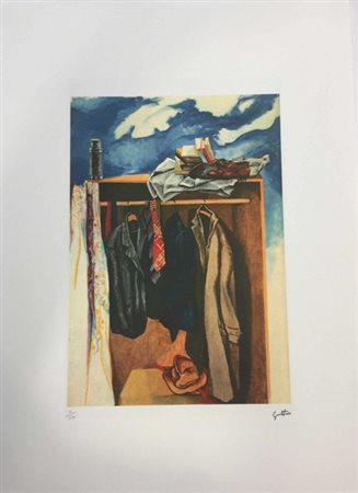 RENATO GUTTUSO (1911-1987) Litografia a Colori Titolo -L'Armadio Vintage- CM...