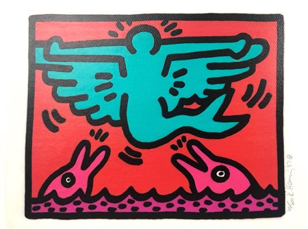 KEITH HARING (1958-1990) Serigrafia Originale a Colori. CM 26,4X34 Anno 1987,...