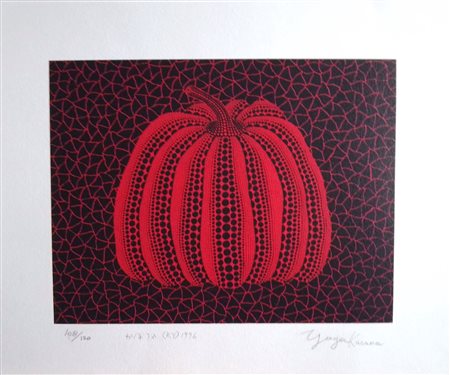 YAYOI KUSAMA (1929) Serigrafia Originale CM 32,5X40 Titolo -Red Pumpkin Zucca...