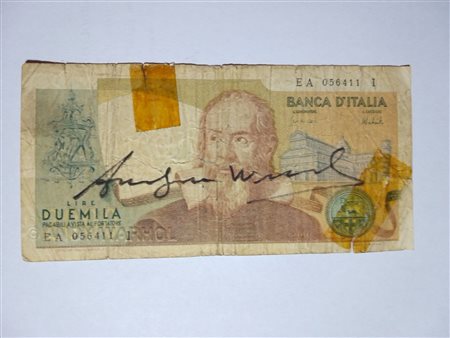 ANDY WARHOL (1928-1987) Intervento Banconota Italia 1973 Lire 2000 Galileo...