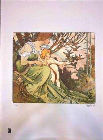 ALFONSO MUCHA (1860-1939) Litografia Originale a Tiratura Limitata CM 70X50...