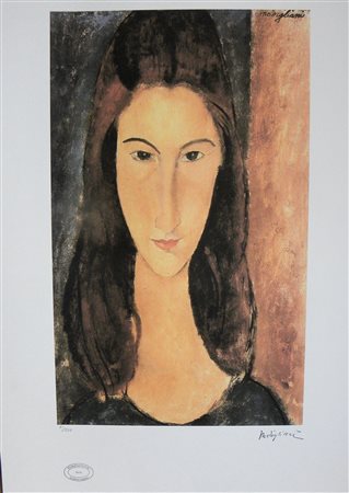 AMEDEO MODIGLIANI (1884-1920) Litografia a Colori CM 70X50 Titolo -Pensiero...