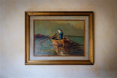 Uomo che rema su un'imbarcazione
Pittore italiano del XX secolo