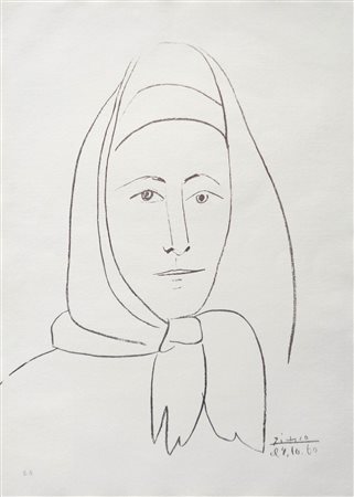 Pablo Picasso (Màlaga 1881 - Mougins 1973) Volto di donna / Donna spagnola,...