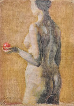 Carl Moser (Bozen/Bolzano 1873-1939) Eva con la mela, 1905 ca.;Olio su tela,...