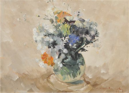 Wilhelm Nicolaus Prachensky (Innsbruck 1898 - 1956) Mazzo di fiori in vaso di...