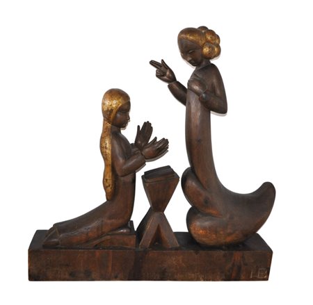 Heinrich Bacher (Gais 1897-1972) Annunciazione;Legno dipinto, altezza 111 cm,...