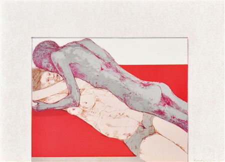 Karl Plattner Erotica, 1971;Litografia, 50,5 x 70 cm, in cornice Firmata a...