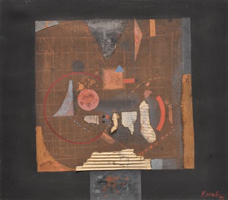 Karl Korab (Falkenstein 1937) Senza titolo, 1995;Tempera, collage, 22,5 x 26...