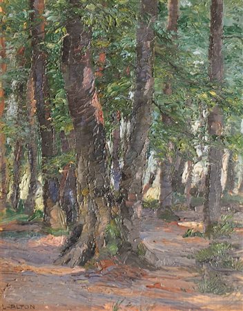 Lois Alton (Krumau 1894 - Innsbruck 1972) Bosco di latifoglie;Olio su...