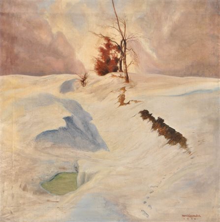 Maximilian Erler (Wien/Vienna 1888 - Kitzbühel 1958) Paesaggio invernale...