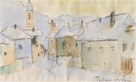 Josef Mahlknecht (Bozen/Bolzano 1886 - Meran/Merano 1953) Terlano in inverno,...