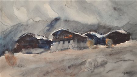 Karl Gasser Masi in Alto Adige;Acquerello, 38,5 x 69 cm, in corniceFirma