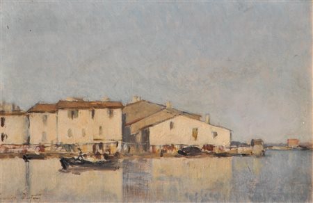 Camille Emile Dufour (Paris/Parigi 1841 - 1933) Martigues, Provenza;Olio su...