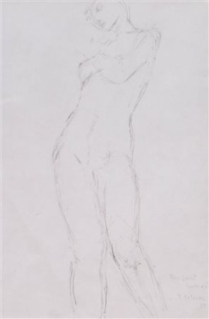 Franz Kehrer Nudo in piedi, 1979;Matita, 29 x 19,5 cm, in cornice Firma e...