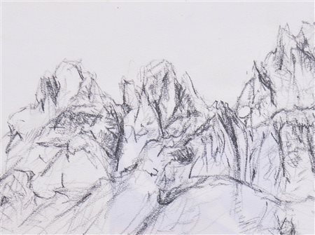 Margareth Mair Daurz Paesaggio dolomitico, 1987;Matita, 24 x 32,8 cmFirma e data