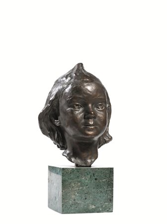 Scuola italiana, sec. XIXVOLTO DI BIMBA scultura in bronzo, alt. cm 21su base...