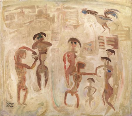 Hamed Nada(Cairo 1924 - 1990)IL BALLOolio su faesite, cm 122x136firmato e...
