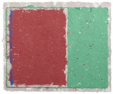 KENNETH NOLAND "PK 0775-3
M 10458" 1980
collage di carte
cm 39x46,5
Firmato, tit