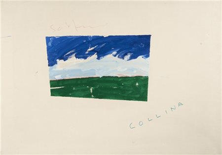 Mario Schifano "Collina" 1974-78
smalto e pastello su tela
cm 70x100
Firmato in