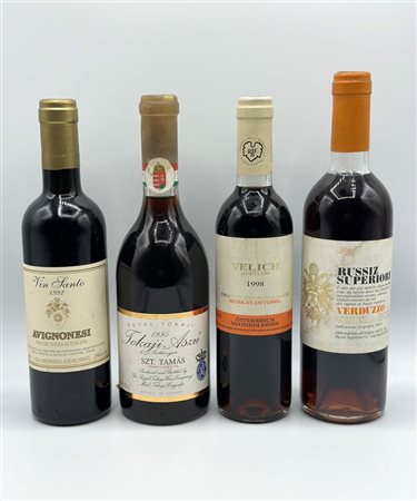  
Avignonesi, Vin Santo di Montepulciano - Royal Tokaji, Aszu 6 Puttonyos - Velich Apetlon, Muskat-Ottonel Trockenbeerenauslese - Marco Felluga, Russiz Superiore Verduzzo Friulano 
Varie 0,375