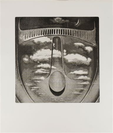 Piero Guccione (Scicli 1935-Modica 2018)  - Riflessi sulla Volkswagen (Sul far della Luna), 1973