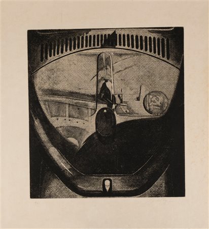 Piero Guccione (Scicli 1935-Modica 2018)  - Riflessi sulla Volkswagen (il mio Paese rosso), 1973