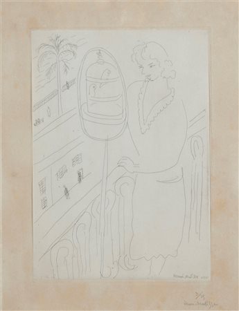 Henri Matisse (Le Cateau-Cambresis 1865-Nizza 1954)  - Jeune Fille au Balcon observant des Perruches, 1929