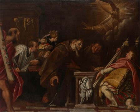 Bottega di Giovanni Battista Crespi, detto il Cerano (Cerano 1573 - Milano 1632) - San Carlo Borromeo e il miracolo della guarigione di Fra' Sebastiano da Piacenza