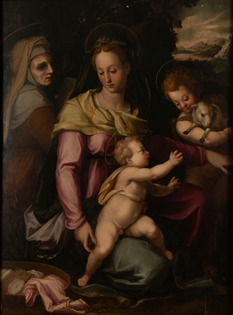 Giovanni Maria Butteri (Firenze 1540-1606)  - Madonna con Bambino, Sant'Anna e San Giovannino