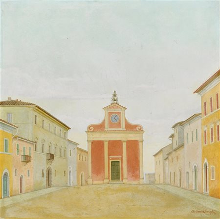 ANTONIO DONGHI 1897 - 1963 PIAZZA DI PAESE signed and dated 44, oil on board...