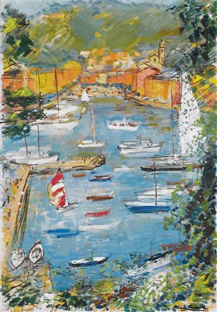 MICHELE CASCELLA 1892-1989 RITORNO A PORTOFINO signed, signed, titled and...