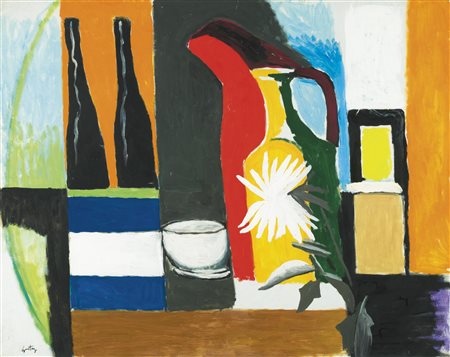 RENATO GUTTUSO 1912-1987 DA MORANDI (OMAGGIO A MORANDI) signed, oil on...