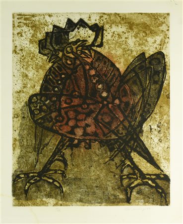 Luciano Minguzzi (1911 - 2004) GALLINA puntasecca, cm 49x40, su foglio cm...