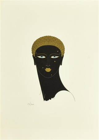 Erte' (1892 - 1990) RITRATTO litografia, cm 50x35; es. 12/100 firma e tiratura