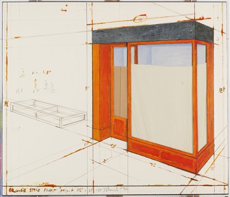 Christo (Gabrovo - Bulgaria , 1935 - New York, 2020) Orange store front,...