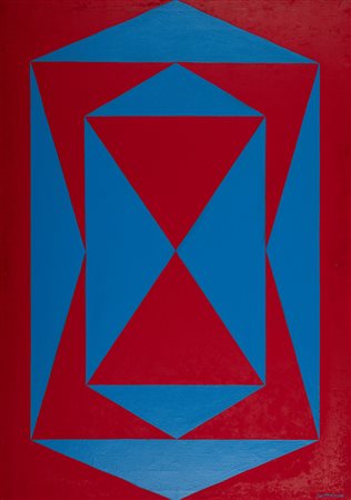 Galliano Mazzon (1896-1978)  - Senza titolo (Motivo della clessidra rosso e azzurro), 1967