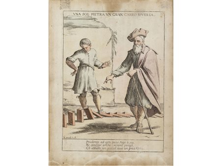 Giuseppe Maria Mitelli (1634-1718) Stampa colorata Senza cornice Misure...