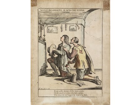 Giuseppe Maria Mitelli (1634-1718) Stampa colorata Senza cornice Misure...
