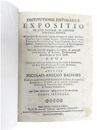 Institutionis justinianeae expositio ex juris naturae, et gentium fontibus hausta. Tomo secondo, 1785