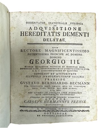 Dissertattio inauguralis iuridica de adquisitione hereditatis dementi delatae, 1772