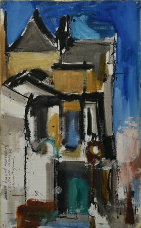 Ignoto SAINT EUSTACHE-PARIGI, 1962 olio su tela, cm 38,5x23 firma indistinta,...