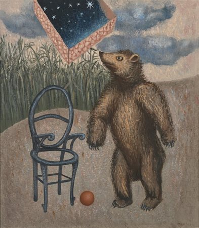 Enrico Benaglia (Roma 1938-0) Giocando con l'orsa maggiore Olio su tela cm...